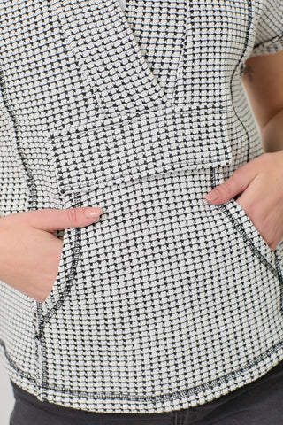 Notched V Neck Oversized Hoodie