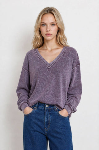 Eggplant Inverted Seam Knit Top