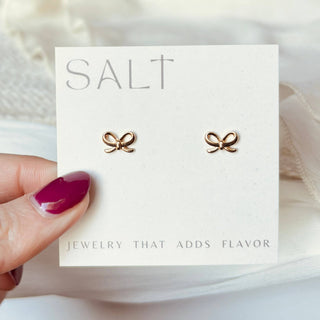 Dainty Bow 18k Gold Stud Earrings