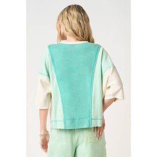 Seaglow Mineral Wash Color Block Relaxed Fit Top