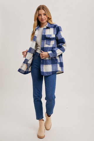 Grey Brushed Flannel Plaid Shacket