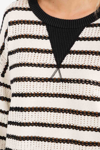 Black Loose Fit Striped Sweater