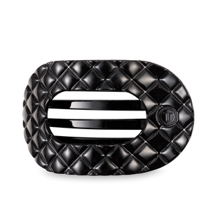 Flat Round Hair Clip | Large | Jet Black Quilted