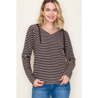 Chocolate Striped Hooded Pullover