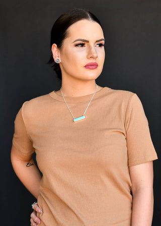 Dainty Silver Necklace w/ Turquoise Bar