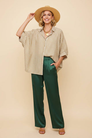 Mocha Stripe Short Sleeve Button-Down Shirt