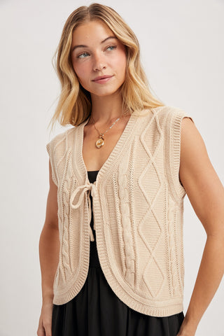 Natural Cable Knit Sweater Vest