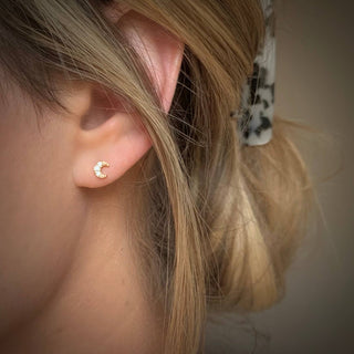 Gold Star & Moon Stud Earrings