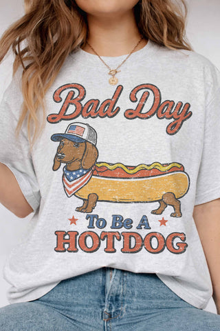 Bad Day To Be A Hotdog Oversized Graphic Tee