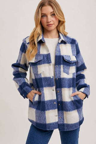 Grey Brushed Flannel Plaid Shacket