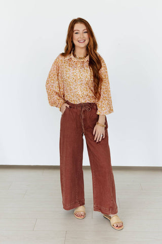 Rust Oversized Stretchy Waist Jean