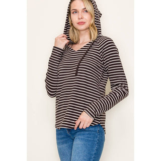 Chocolate Striped Hooded Pullover