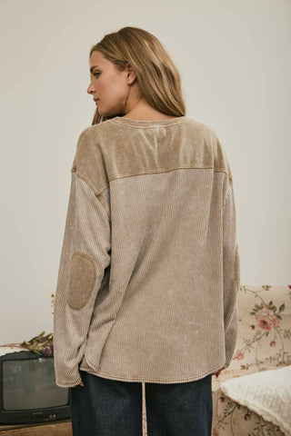 Brown Boxy Textured Knit Top