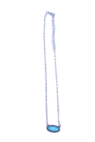 15" Turquoise Oval Stone Necklace