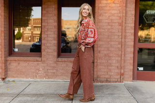Rust Oversized Stretchy Waist Jean
