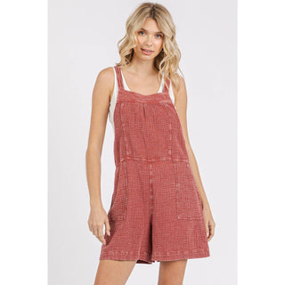 Dark Mauve Mineral Wash Sleeveless Romper