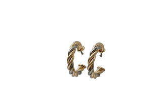 1.25" Silver and Gold 2 Tone Twisted Hoop Earring
