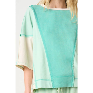 Seaglow Mineral Wash Color Block Relaxed Fit Top