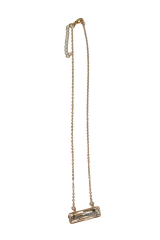 Dainty Gold Necklace with Rhinestone Bar