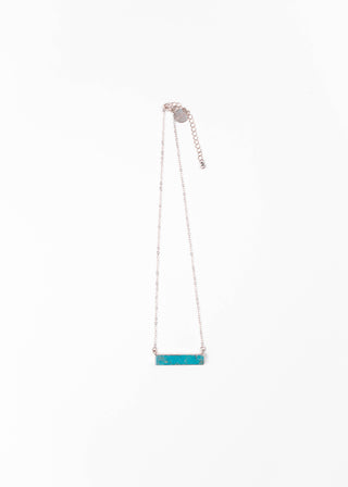 Dainty Silver Necklace w/ Turquoise Bar
