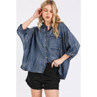 Washed Tencel Chambray Dolman Sleeve