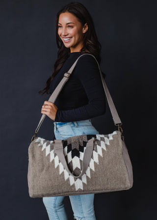 Taupe & Cream Aztec Duffel