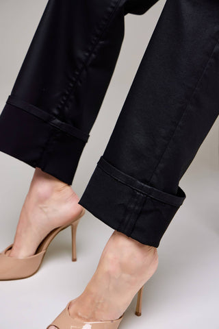 Hidden Ella Black Coated Cuffed Straight Jean