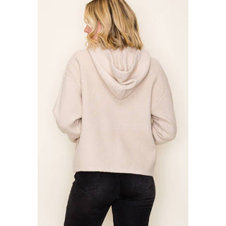 Oatmeal Button Down Hoodie Sweater Jacket