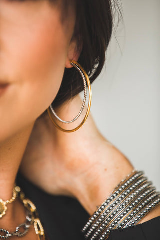 2.25" 18K Gold Plated Double Hoop Earrings