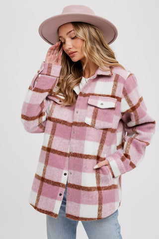 Grey Brushed Flannel Plaid Shacket