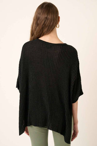 Black Dolman Short Sleeve Sweater