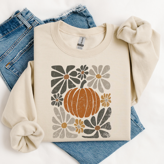 Boho Abstract Floral Pumpkin Graphic Crewneck