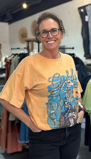 Mustard Giddy Up Oversized Graphic Tee