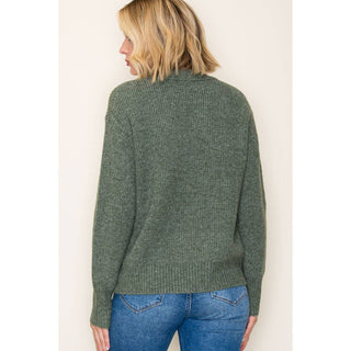 Dark Sage Ribbed Crew Neck Sweater