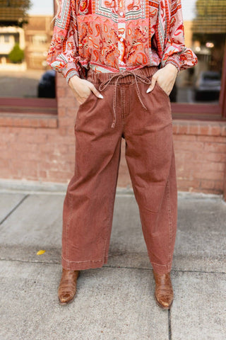 Rust Oversized Stretchy Waist Jean