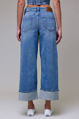 Hidden Nori Cuffed Cropped Wide Leg