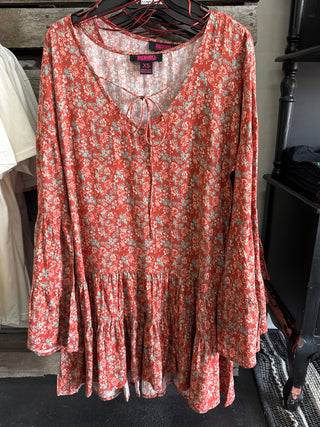 Burgundy Flare Sleeve Dress