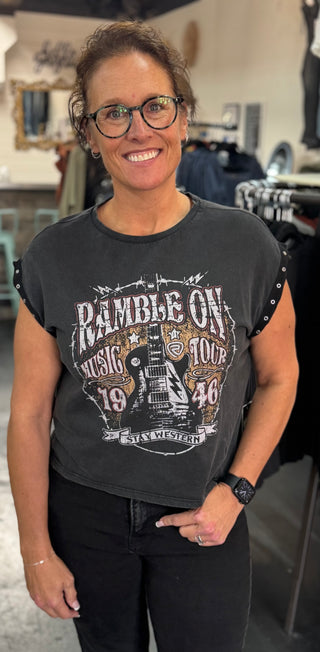 Ramble On Cropped Graphic Tee