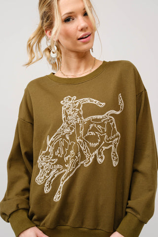 Embroidered Western Pullover