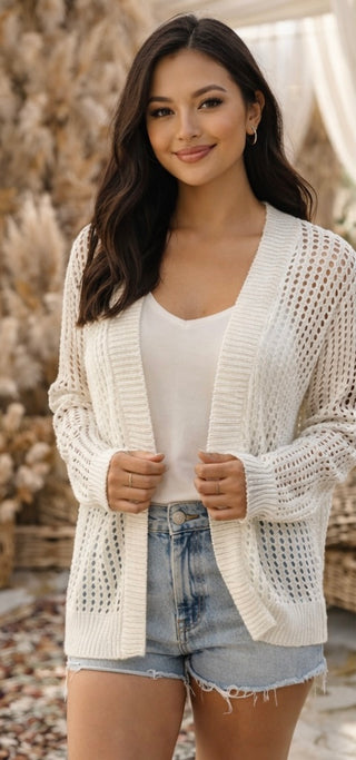 Off White Open Knit Cocoon Cardigan