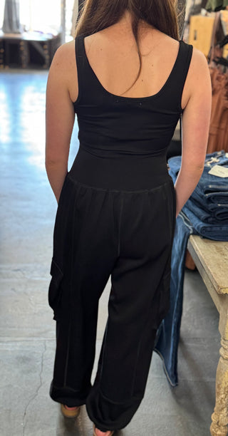 All Set Black Tank Romper