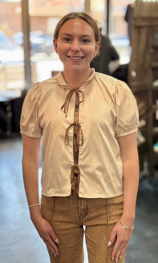 Calhoun Tan Tied Top
