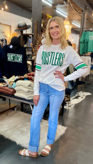Rustler Distressed Skinny Mascot Rally Crew