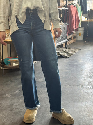 Talon Risen Frayed Ankle Straight Hem Jean