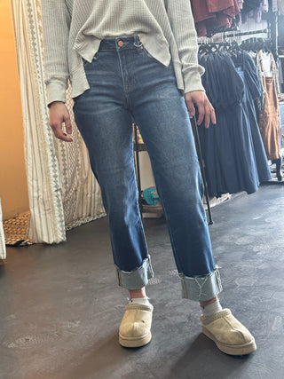 Jovie High Rise Crop Boyfriend Cuffed Jeans