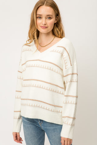 Lurex Stripe Pullover Sweater