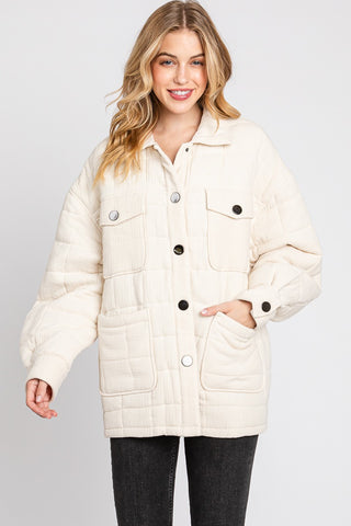 Cream Quilted Puffer Jacket