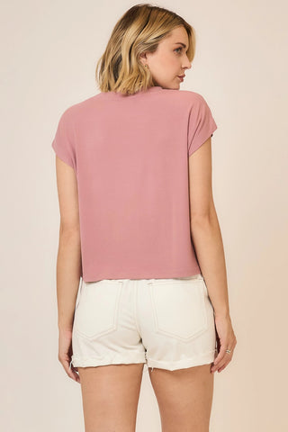 Mauve Drop Shoulder Short Sleeve Top