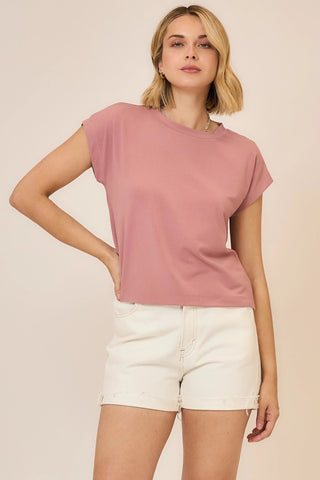 Mauve Drop Shoulder Short Sleeve Top