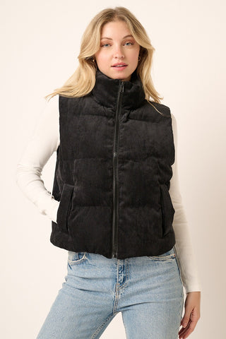 Black Corduroy Puffer Vest